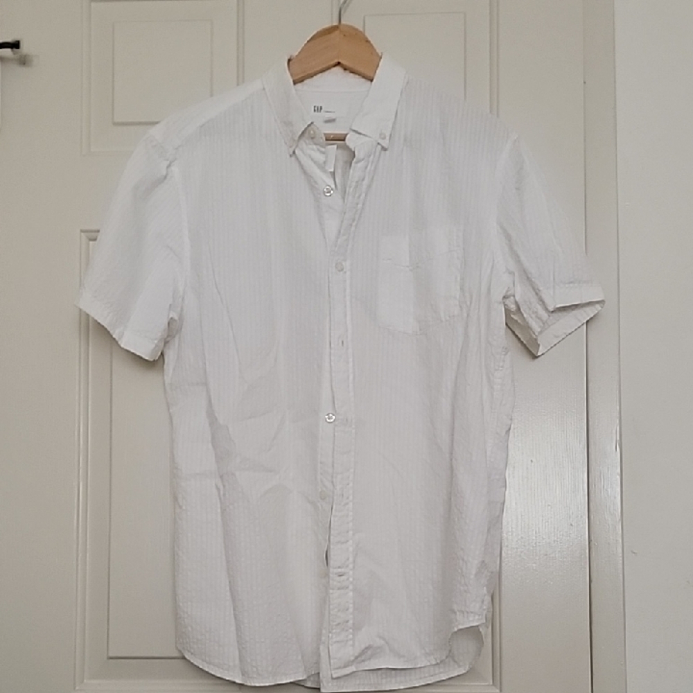 NEW GAP 100% COTTON Button Down Short Sleeve Shirt Men's L